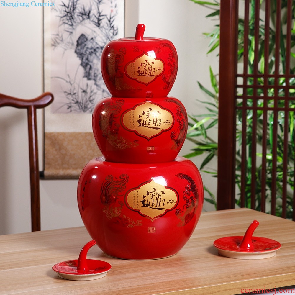 Jingdezhen ceramics China red longfeng f egg vase furnishing articles sitting room put vase modern home decoration