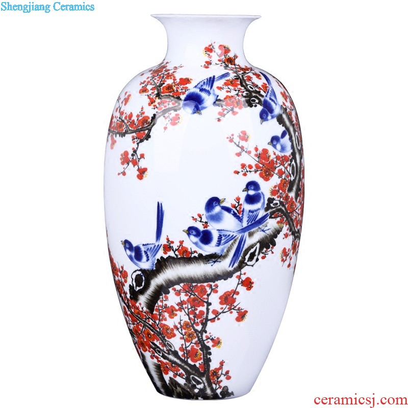 Jingdezhen blue and white color bucket vases, flower arranging device simulation ceramics dried flowers sitting room adornment new Chinese style household furnishing articles