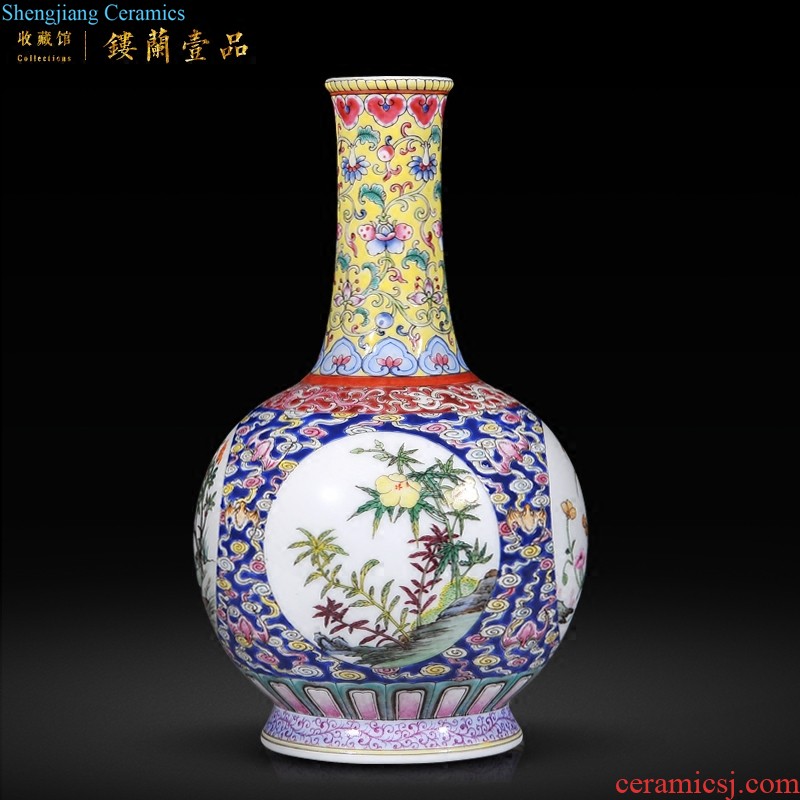 Jingdezhen imperial kiln chinaware blue colour imitation qing qianlong offering dragon mei bottles of sitting room decorative home furnishing articles collection