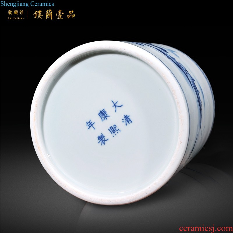 Jingdezhen ceramics Antique hand-painted porcelain brush pot study writing brush washer four treasures of the study The sitting room adornment is placed