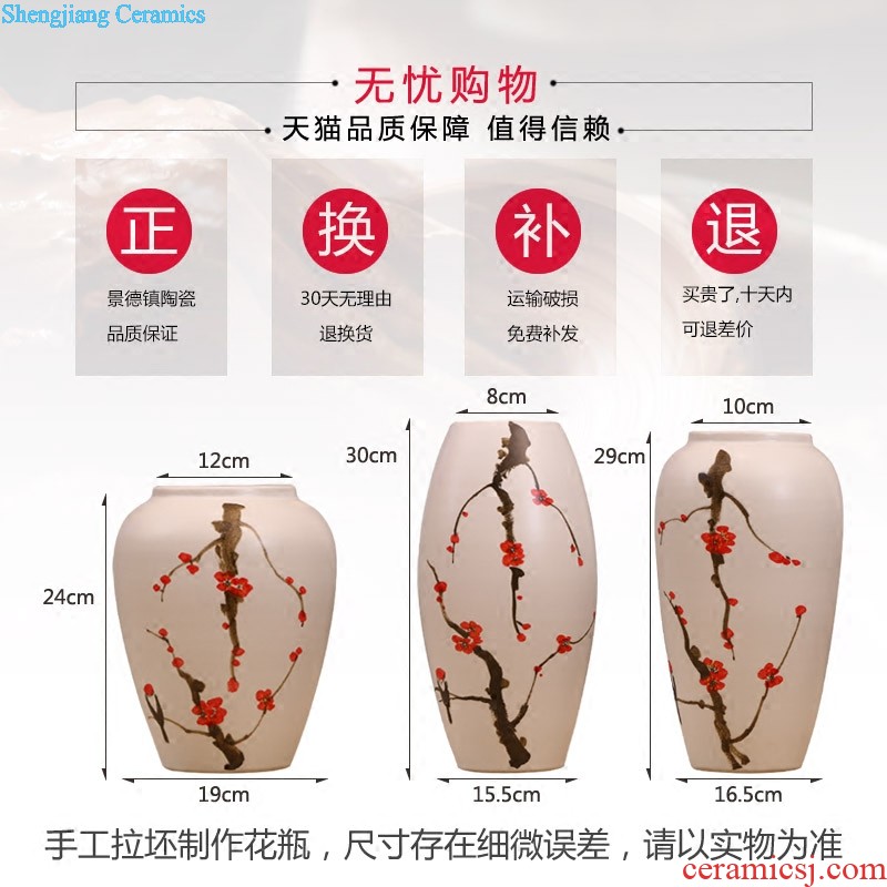 Jingdezhen ceramics Contemporary and contracted pottery three-piece vases, flower receptacle Chinese style living room decoration crafts