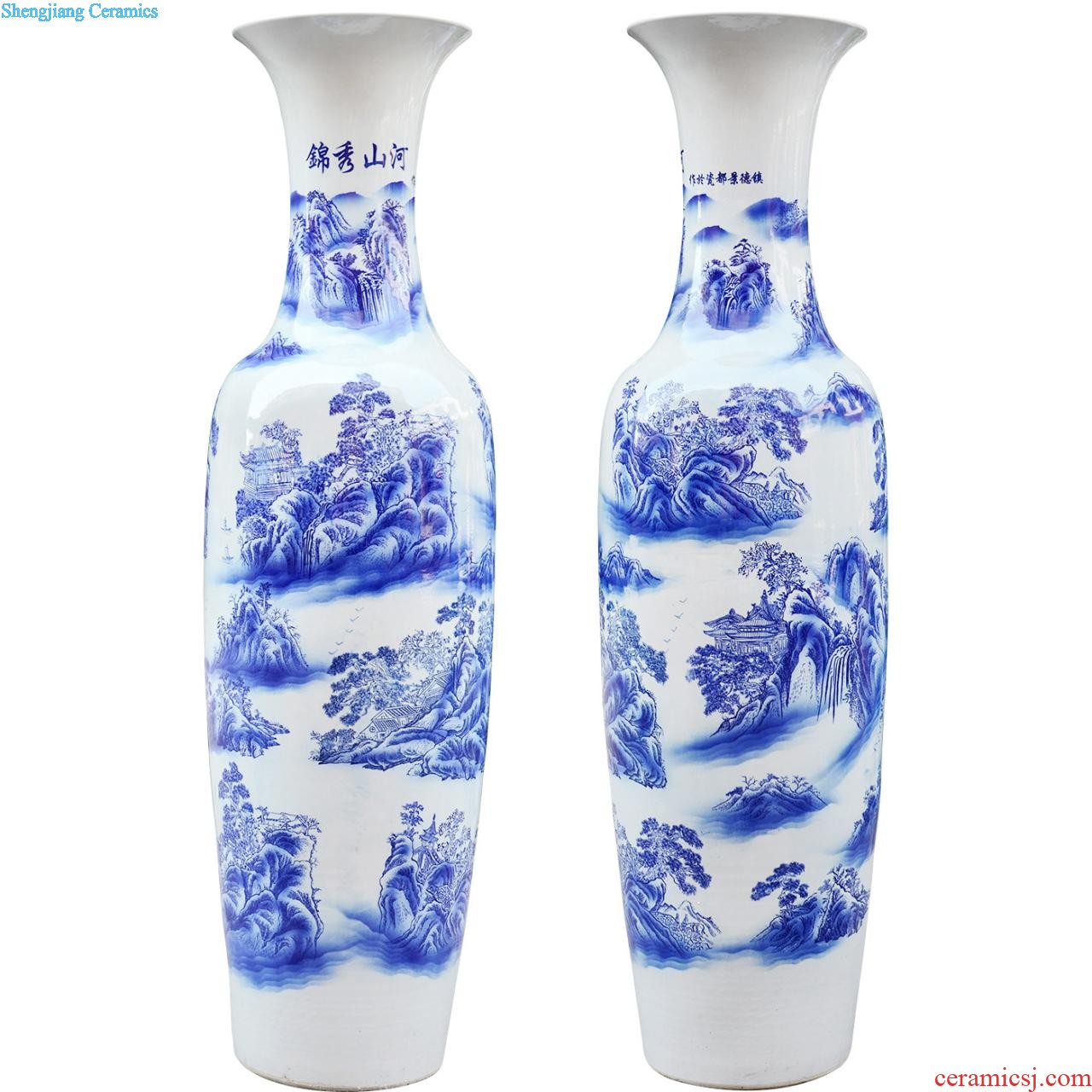 Jingdezhen ceramics antique hand-painted scenery peony home sitting room hotel adornment furnishing articles of large vase