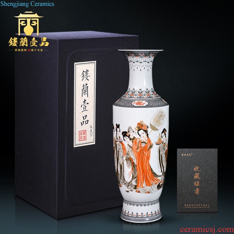 Jingdezhen ceramic hand-painted thin foetus vase furnishing articles dried flowers flower arrangement of new Chinese style of Chinese style porch sitting room adornment ornament