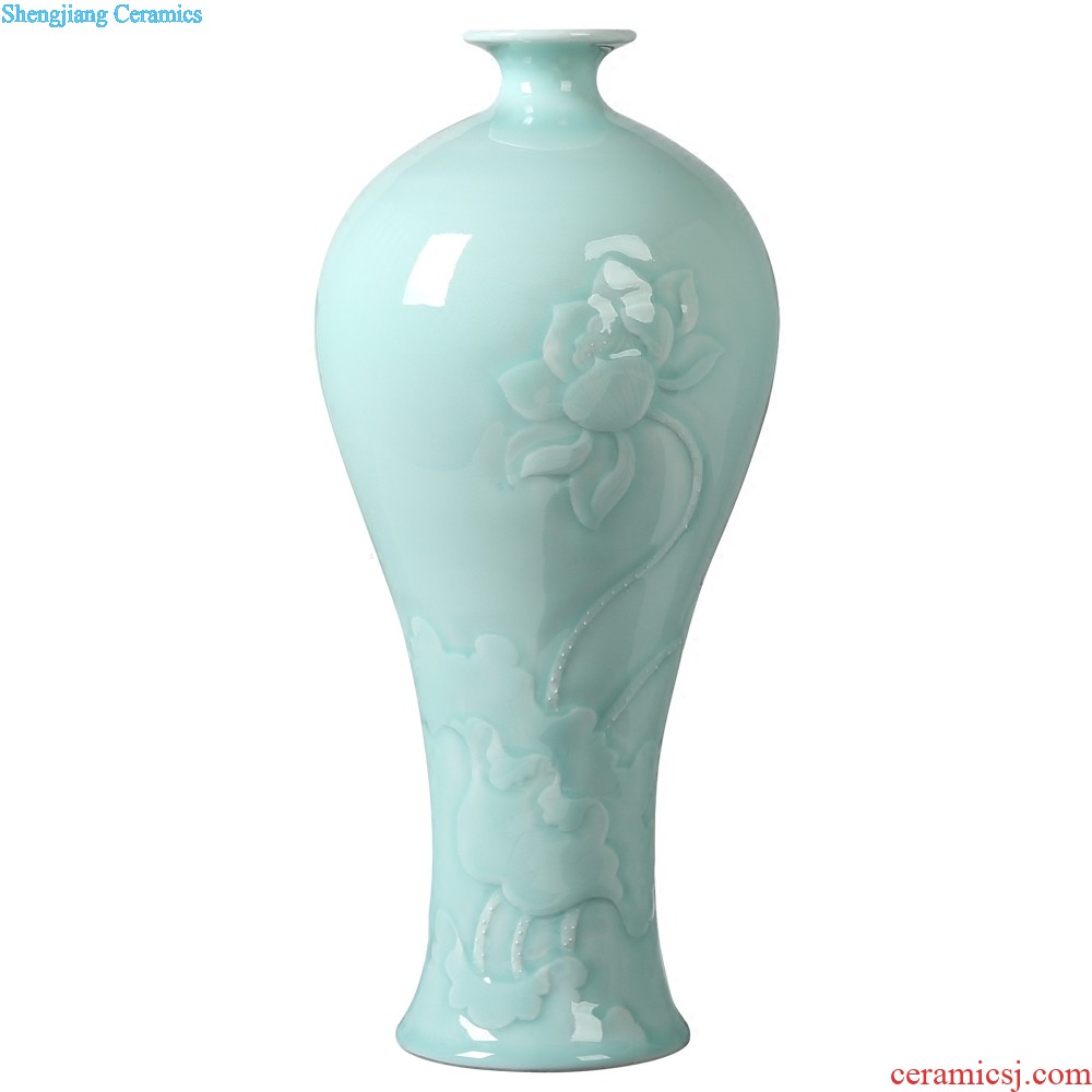 Jingdezhen ceramic antique blue-and-white longfeng moonlight vase Chinese style household decoration to the hotel the sitting room porch TV ark