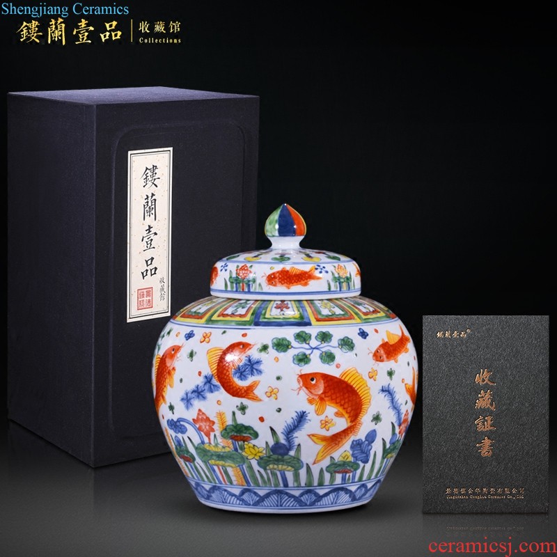 Jingdezhen ceramic bucket color flower vase sitting room the bedroom TV ark of new Chinese style household decorative items furnishing articles