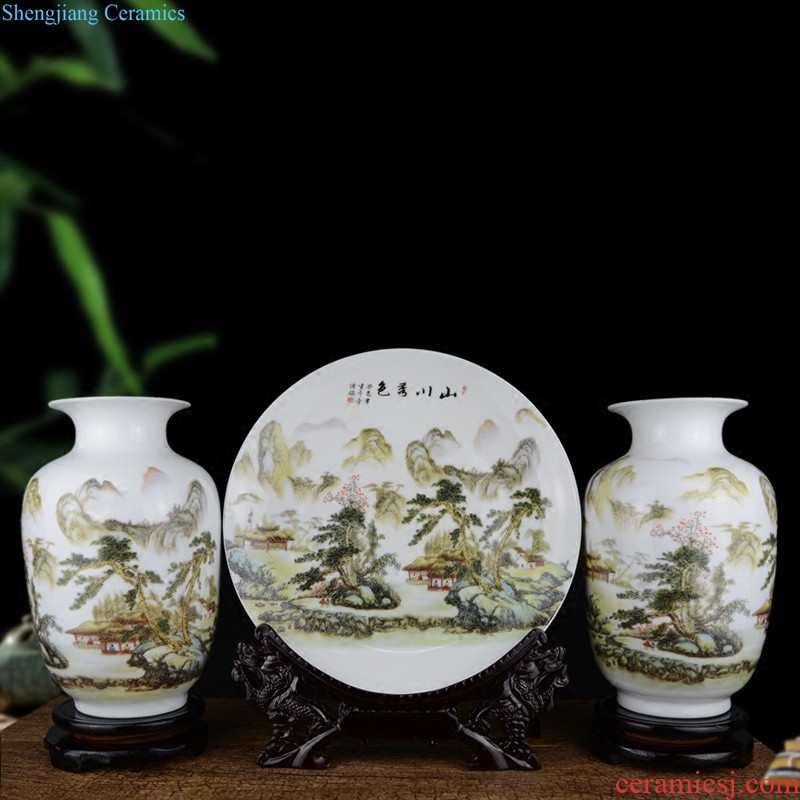 Jingdezhen ceramics vase sitting room place modern creative fashion peacock blue beauty bottle home crafts