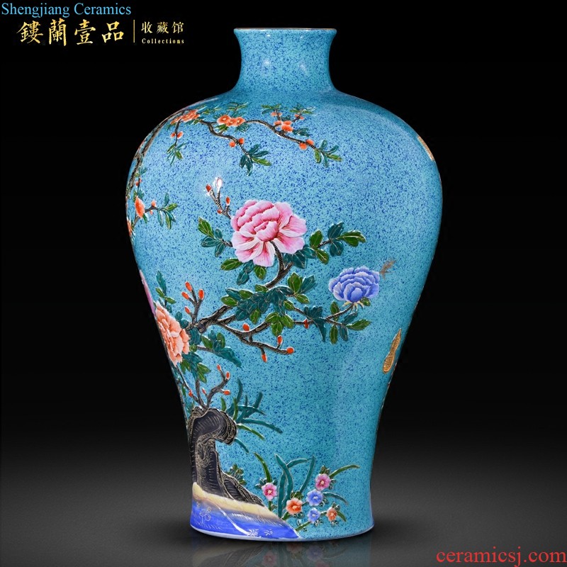 Jingdezhen ceramics antique blue-and-white fold branch flowers and grain garlic furnishing articles floret bottle of new Chinese style household decorations