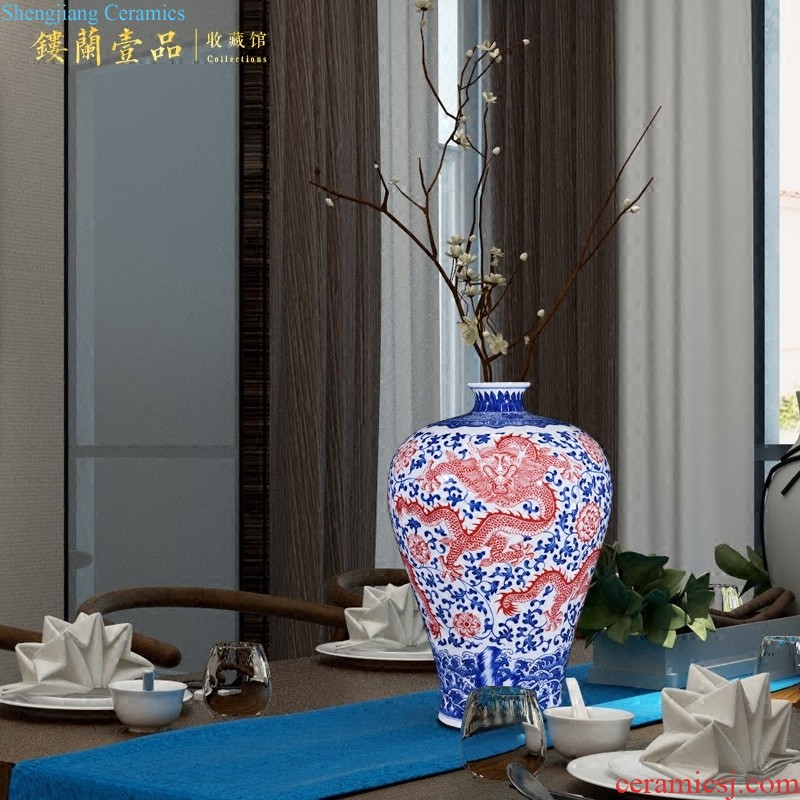 Jingdezhen ceramics archaize paint wrap branch lotus f barrels and vase of the sitting room porch decoration of new Chinese style furnishing articles