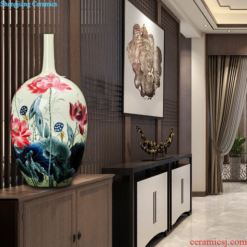 Jingdezhen ceramics hand-painted harmony landing large vases, home sitting room hotel villa decorations furnishing articles