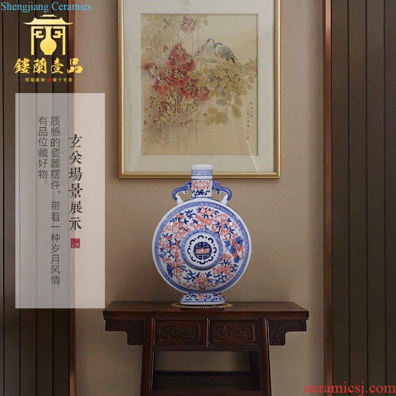 Jingdezhen ceramics hand-painted enamel vase Chinese contemporary sitting room adornment TV ark place wedding gift