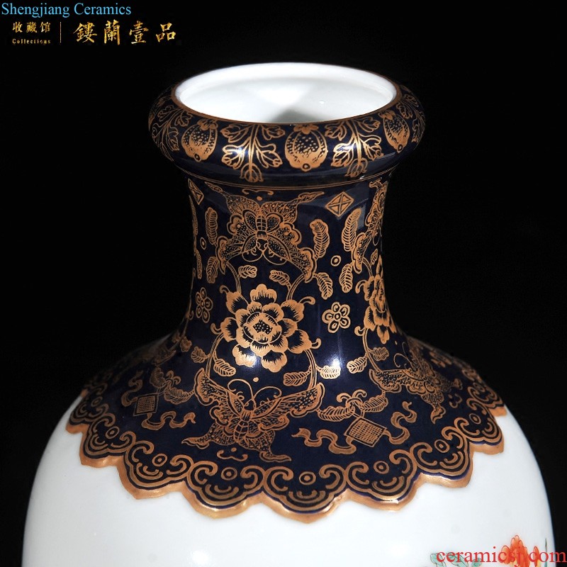 Imperial kiln jingdezhen ceramic imitation qing qianlong pastel hollow-out yunlong ears garlic bottles of sitting room adornment collection furnishing articles