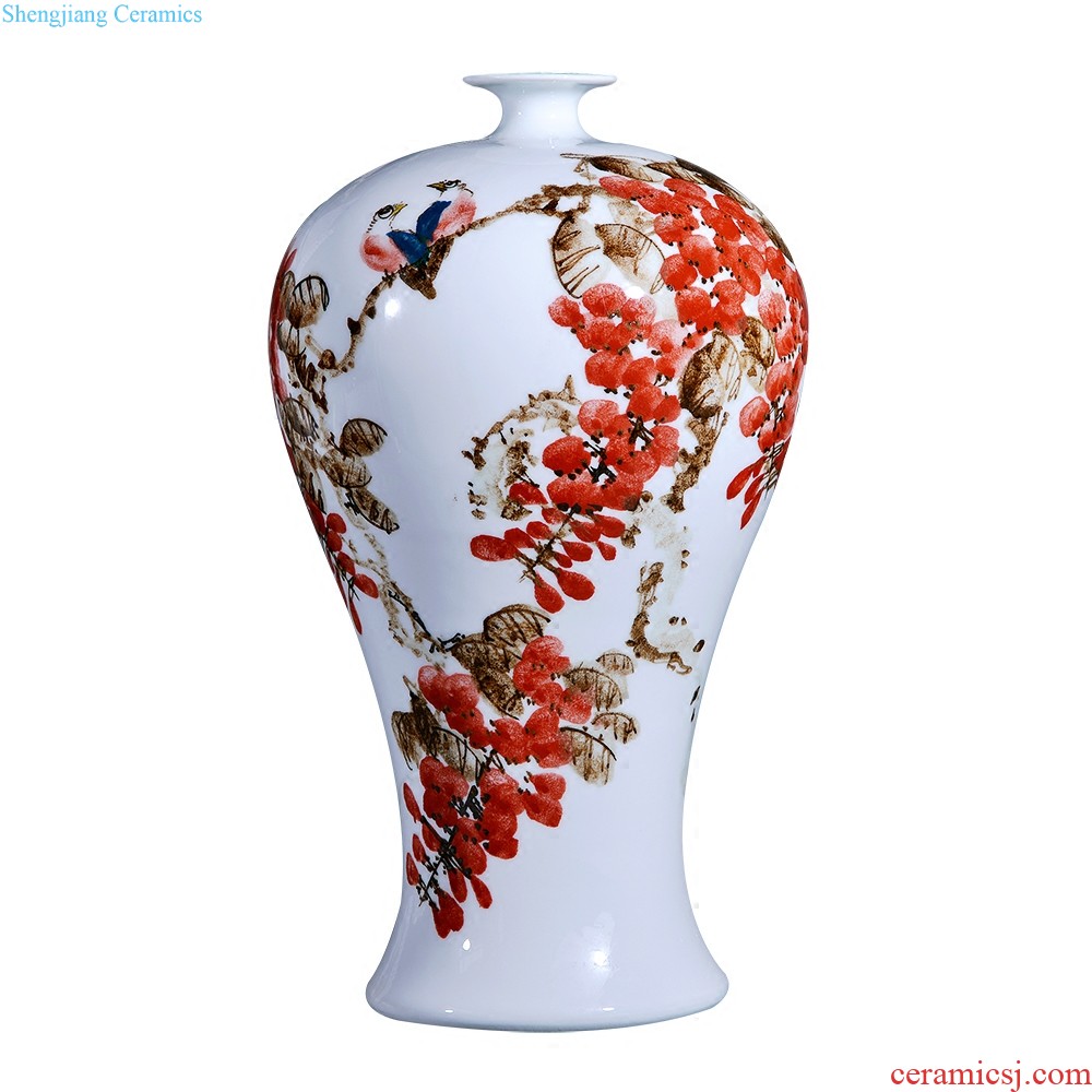 Master of jingdezhen ceramics hand-painted enamel vase means safe relief bamboo modern home sitting room adornment is placed