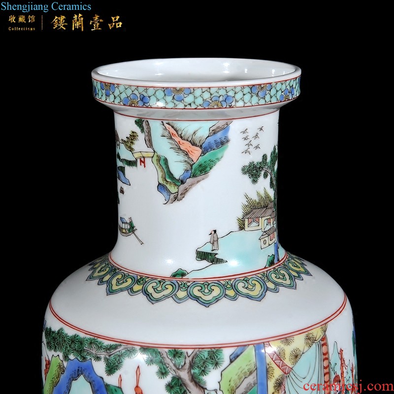 Jingdezhen ceramics Imitation qing qianlong pastel ears okho spring vase Chinese style living room decorative furnishing articles