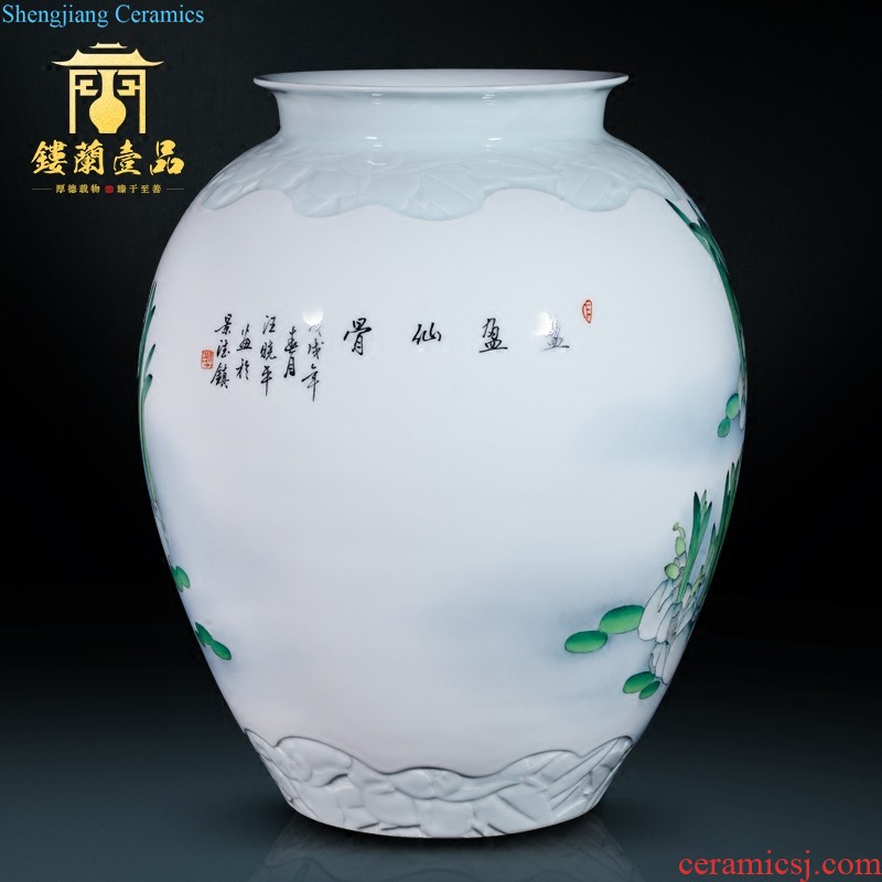 Jingdezhen ceramic Chinese hand-painted thin foetus dry flower vases, contemporary and contracted sitting room bedroom TV ark collection furnishing articles