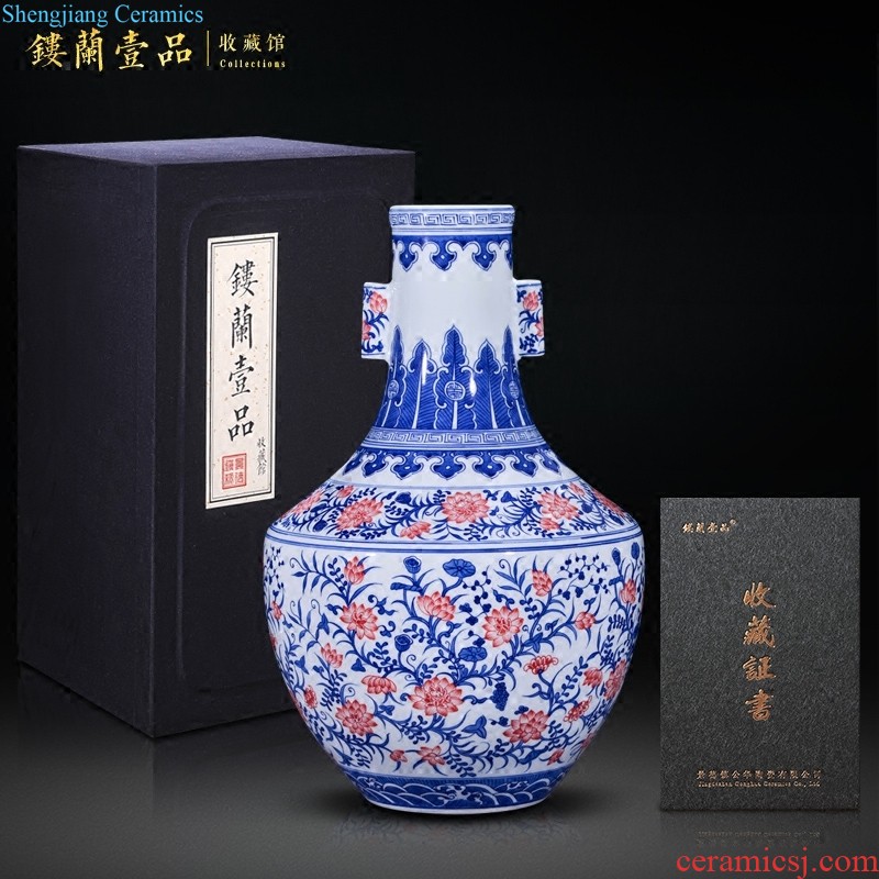 Jingdezhen blue and white youligong longfeng ceramics imitation qing qianlong vase sitting room of new Chinese style household adornment furnishing articles