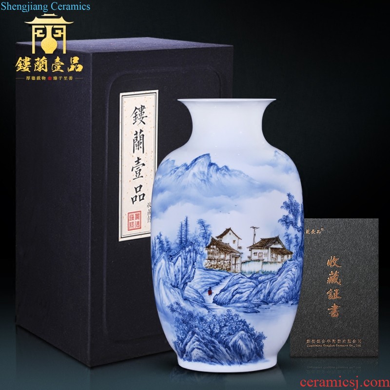 Jingdezhen ceramics Famous master hand painted enamel vase Qingjiang fishing boat The sitting room decorate household furnishing articles