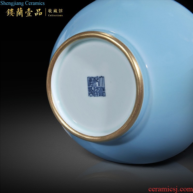 Blue and white peach jingdezhen ceramics imitation qing qianlong grain the general pot of new Chinese style home furnishing articles sitting room