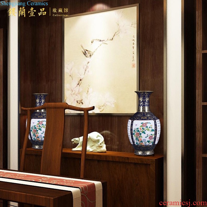 Jingdezhen ceramics hand-painted decorative flower arranging a large vases, new Chinese style household living room TV cabinet collection furnishing articles