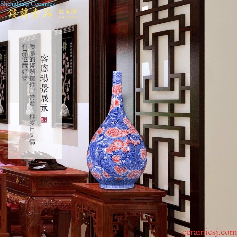 Jingdezhen ceramics hand-painted famille rose flower vase creek in qingkuang new Chinese style household adornment TV furnishing articles