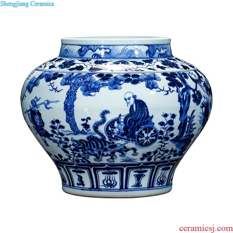 Cb27 large aquarium goldfish turtle of blue and white porcelain of jingdezhen ceramics to heavy cylinder fish bowl turtle cylinder feng shui porcelain