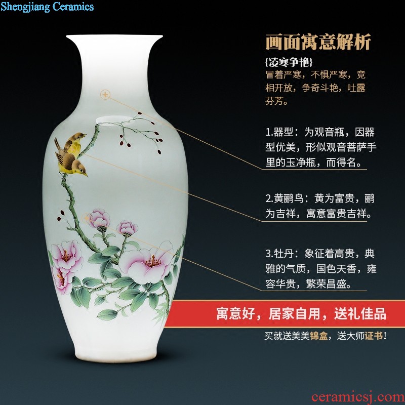 E089 jingdezhen ceramics China red festival of large vase in extremely good fortune sitting room place wedding decoration