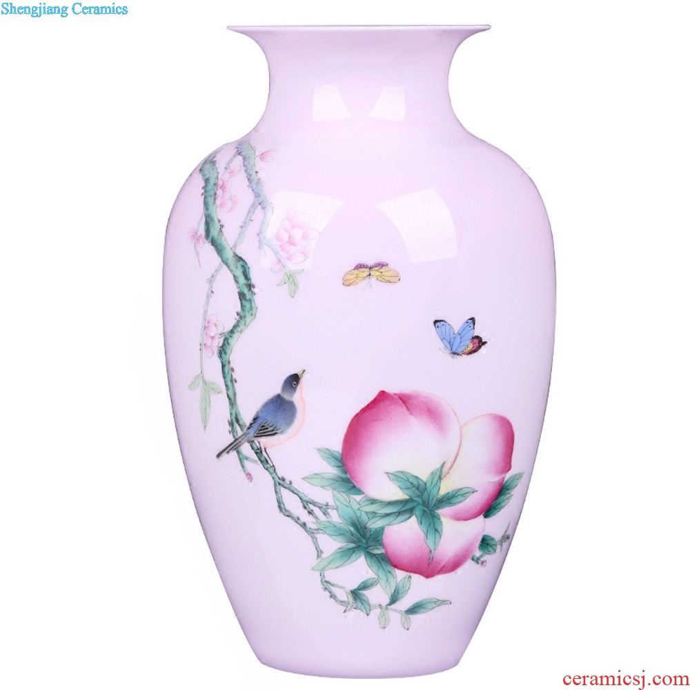 Jingdezhen hand-painted famille rose porcelain vase flower arranging place to live in lotus pond clear New Chinese style living room decoration