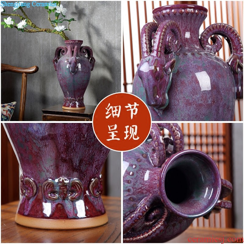 Jingdezhen ceramic floor large vase New Chinese style blue and white porcelain dragon bottle of home sitting room adornment is placed