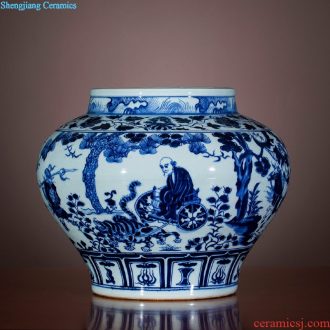 Cb27 large aquarium goldfish turtle of blue and white porcelain of jingdezhen ceramics to heavy cylinder fish bowl turtle cylinder feng shui porcelain