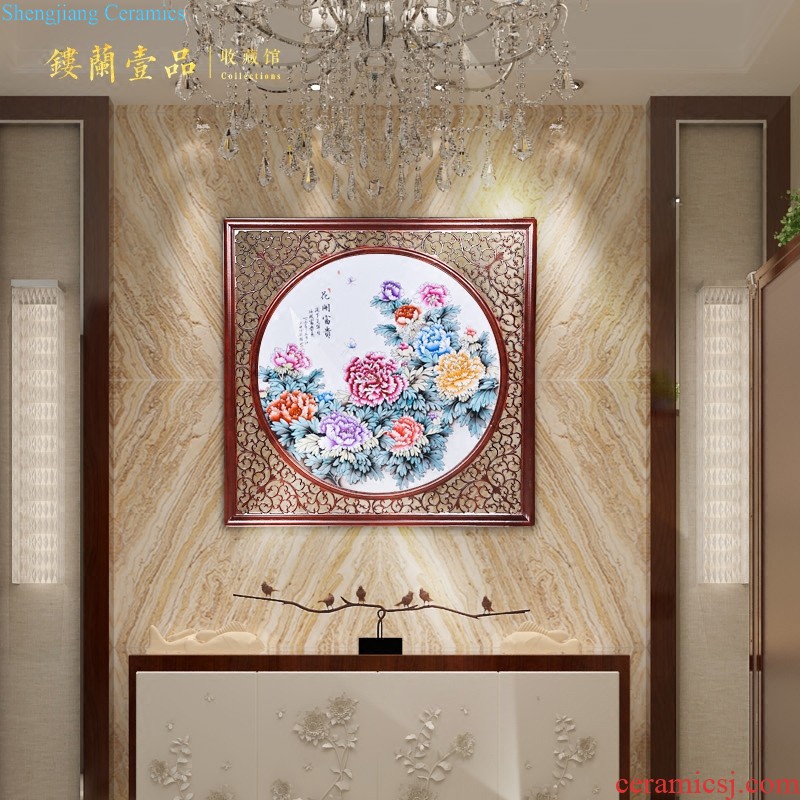 Jingdezhen ceramics hand-painted flowers adornment metope porcelain plate hang a picture to Chinese mural home furnishing articles in the living room