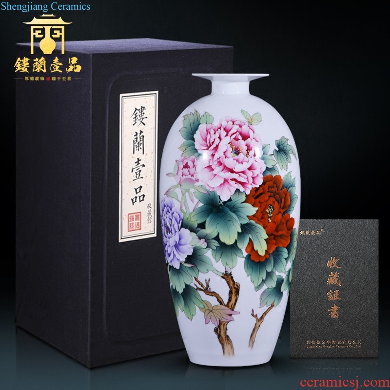 Jingdezhen ceramics famous hand-painted pearl color big vase collection of Chinese contemporary and contracted sitting room adornment is placed