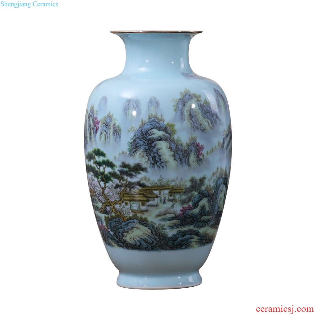 Jingdezhen ceramic furnishing articles hand-painted under the ground of blue and white porcelain vase porcelain glaze color longteng design home decoration