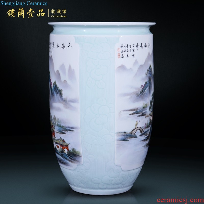 Jingdezhen ceramics archaize qing qianlong yellow ground the pastel sky big vase household sitting room adornment collection furnishing articles