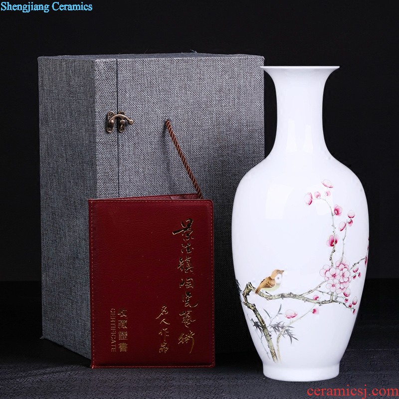 Jingdezhen ceramics Gold hand-painted king of blue and white porcelain vase Modern home sitting room place process