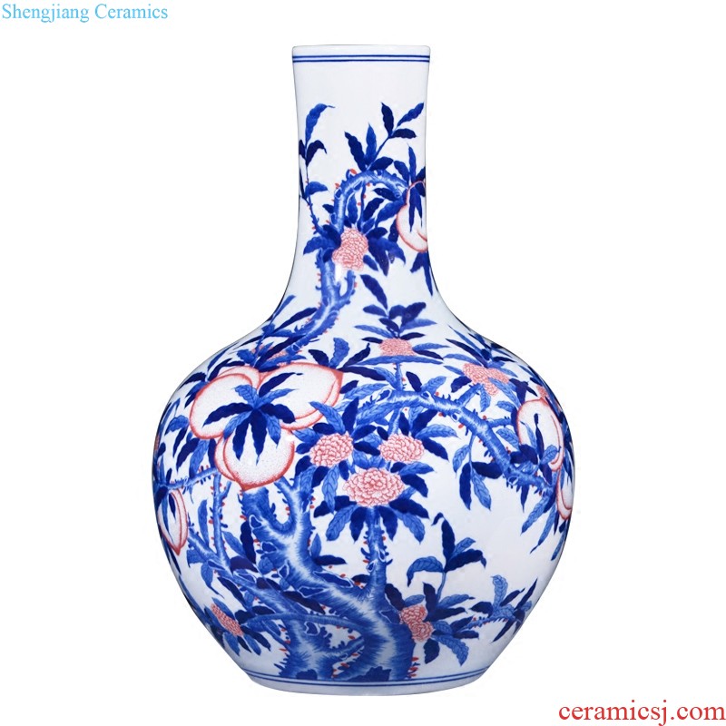 Jingdezhen ceramics imitation qing qianlong vase powder enamel guanyin sitting room of new Chinese style household adornment furnishing articles