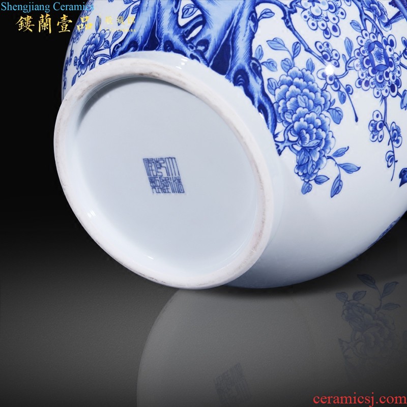 Jingdezhen ceramics imitation qing qianlong yellow blue and white fold branch plum bottle to the sitting room home decoration collection furnishing articles