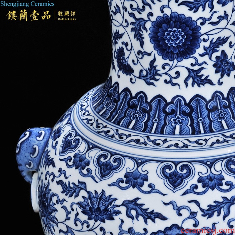 Jingdezhen ceramics imitation of yuan blue and white guiguzi down big pot sitting room of Chinese style household adornment home furnishing articles