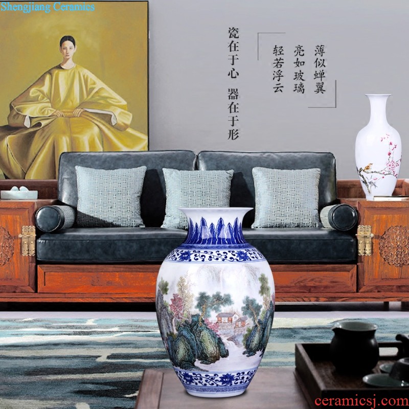 Jingdezhen ceramics flower decorations Famous creation of three figure New Chinese style household furnishing articles in the living room