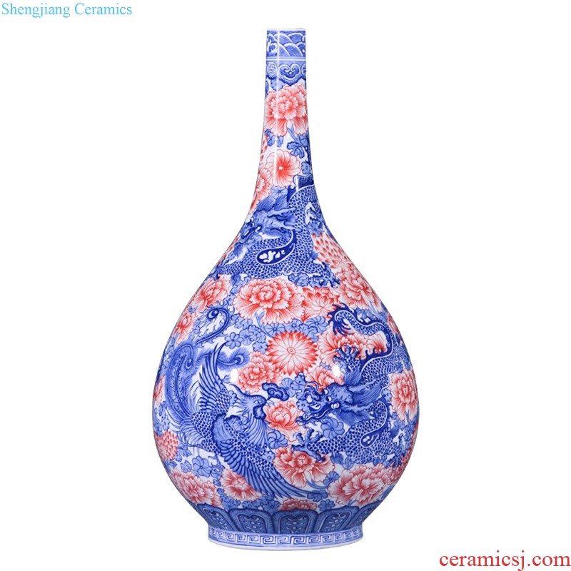 Jingdezhen ceramics hand-painted famille rose flower vase creek in qingkuang new Chinese style household adornment TV furnishing articles