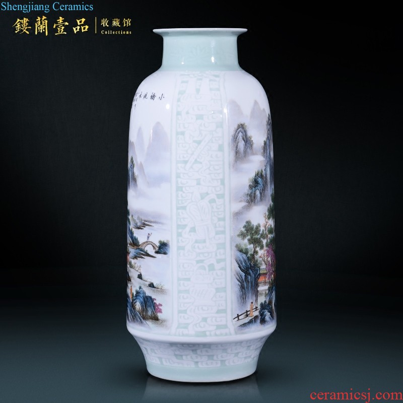 Jingdezhen ceramic imitation qing qianlong steak nine peach plum bottle bat Chinese flower arranging sitting room adornment collection furnishing articles