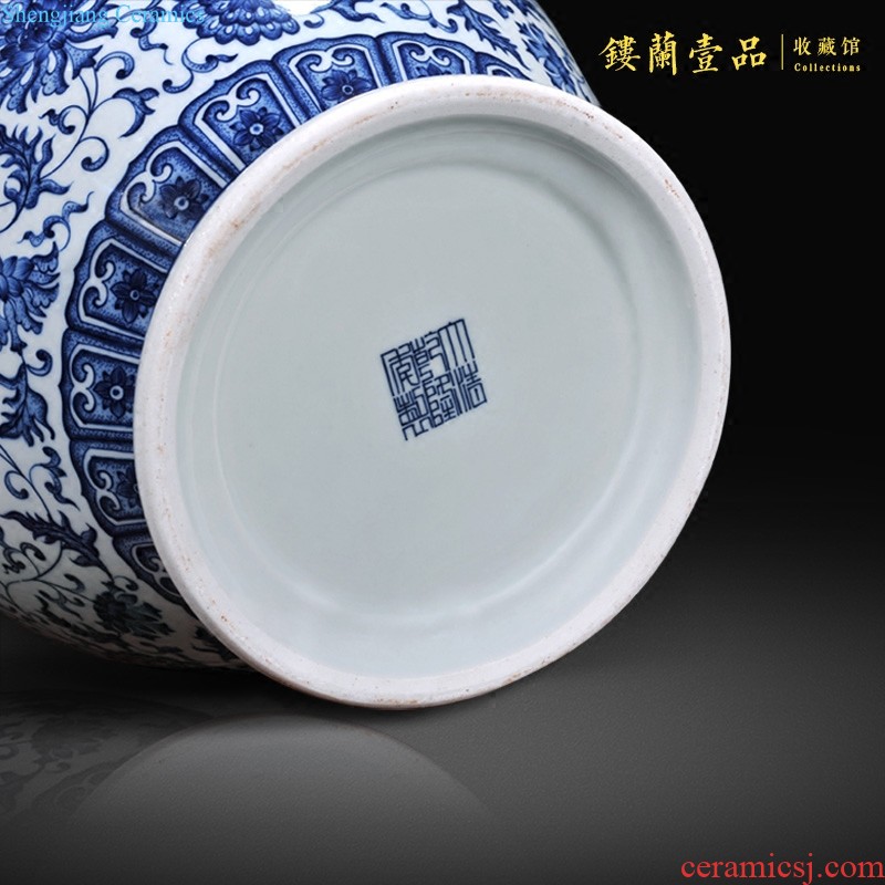 Jingdezhen ceramics imitation of yuan blue and white guiguzi down big pot sitting room of Chinese style household adornment home furnishing articles