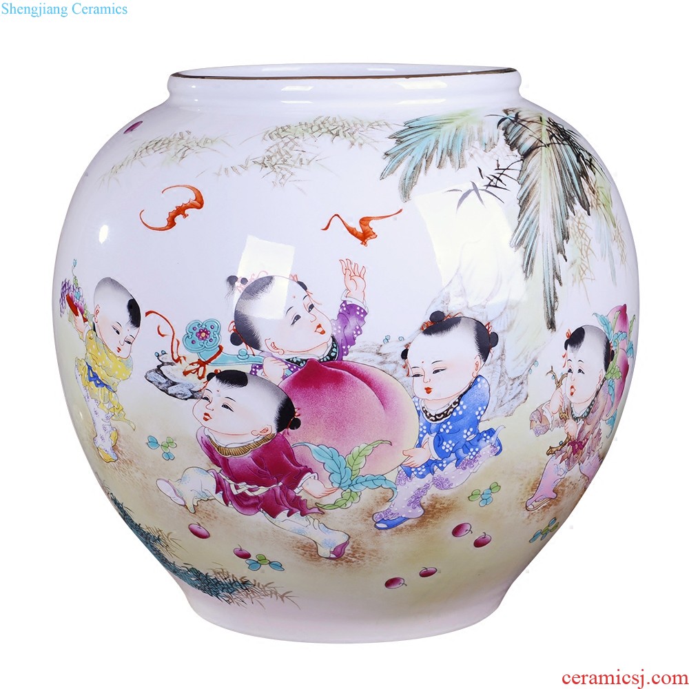 Large vase large hand-painted porcelain of jingdezhen ceramics new Chinese style household living room TV cabinet decoration