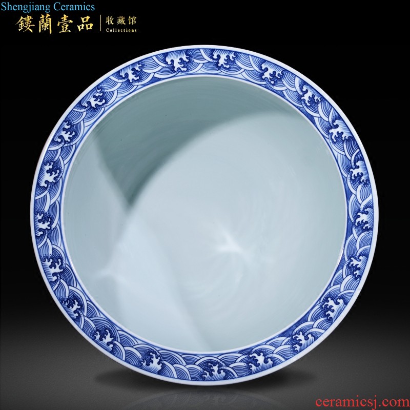 Jingdezhen ceramics imitation qing qianlong powder blue elephant ears straight mouth vase new Chinese style home sitting room adornment is placed