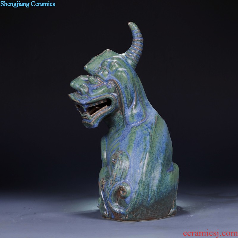 Jingdezhen porcelain sculpture Bronze glaze the mythical wild animal lucky town home furnishing articles and modern Chinese style home sitting room adornment