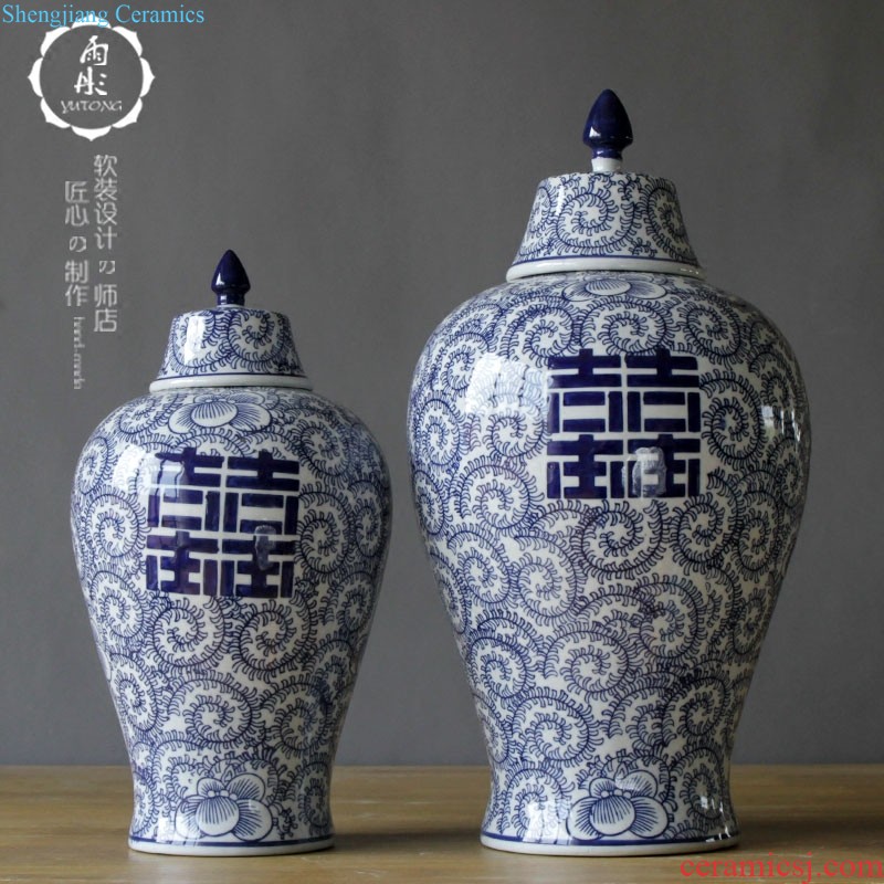 Rain tong home |/blue and white porcelain is the plum flower drum marriage room multi-functional furnishing articles furnishing articles ornaments of jingdezhen ceramics