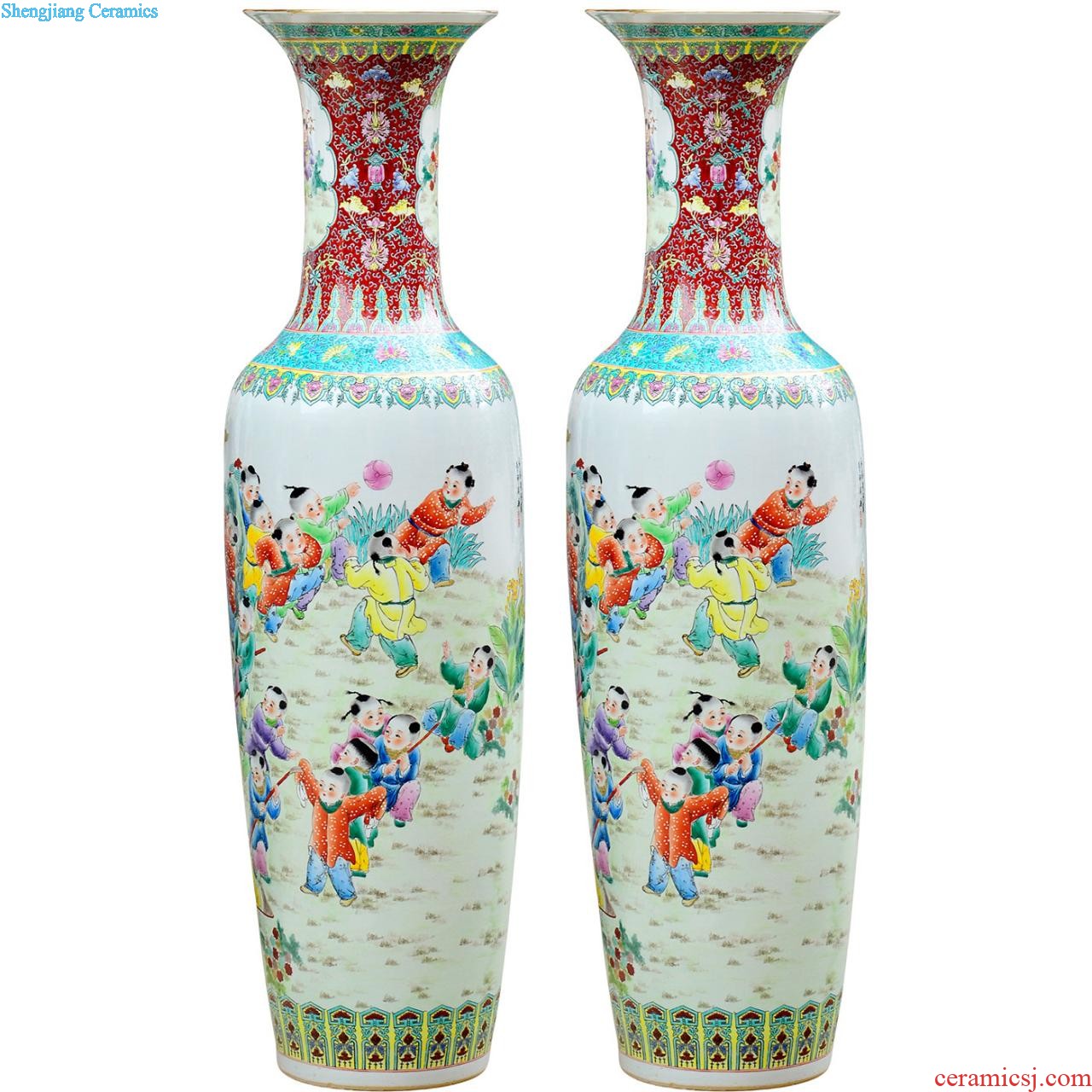 Jingdezhen ceramics hand-painted porcelain imitation qianlong year bucket color vases, flower arranging new Chinese style sitting room adornment is placed