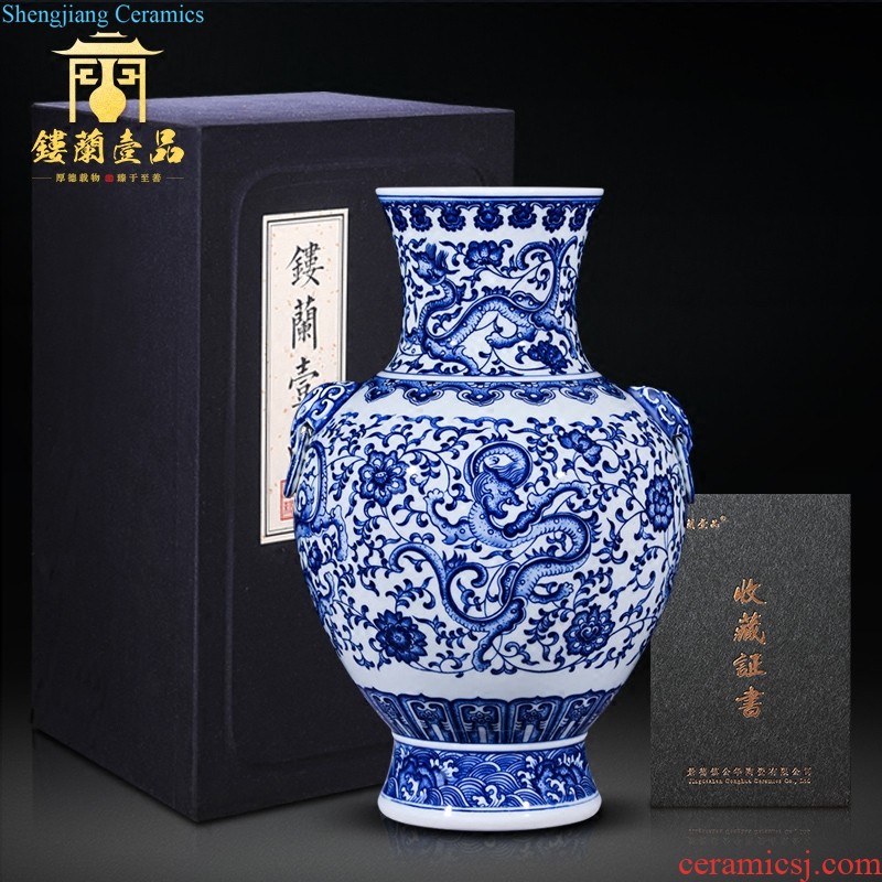 Jingdezhen ceramic hand-painted archaize famille rose porcelain vase new Chinese style living room porch household TV ark adornment furnishing articles