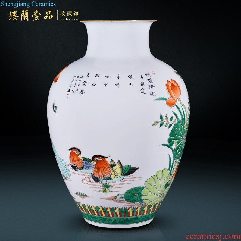 Jingdezhen blue and white ears flower arranging big ceramics imitation qing qianlong vase new Chinese style household adornment furnishing articles sitting room