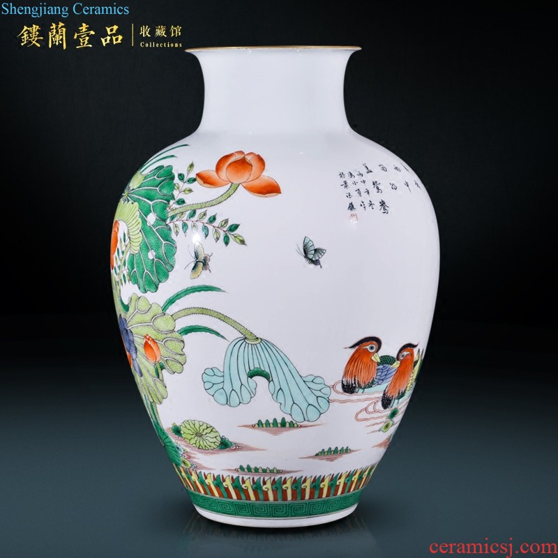 Jingdezhen blue and white ears flower arranging big ceramics imitation qing qianlong vase new Chinese style household adornment furnishing articles sitting room