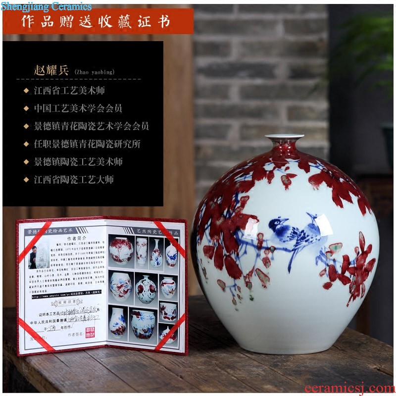 Jingdezhen ceramics vase Archaize blessing ShouMei bottle of blue and white porcelain decoration home furnishing articles in the living room