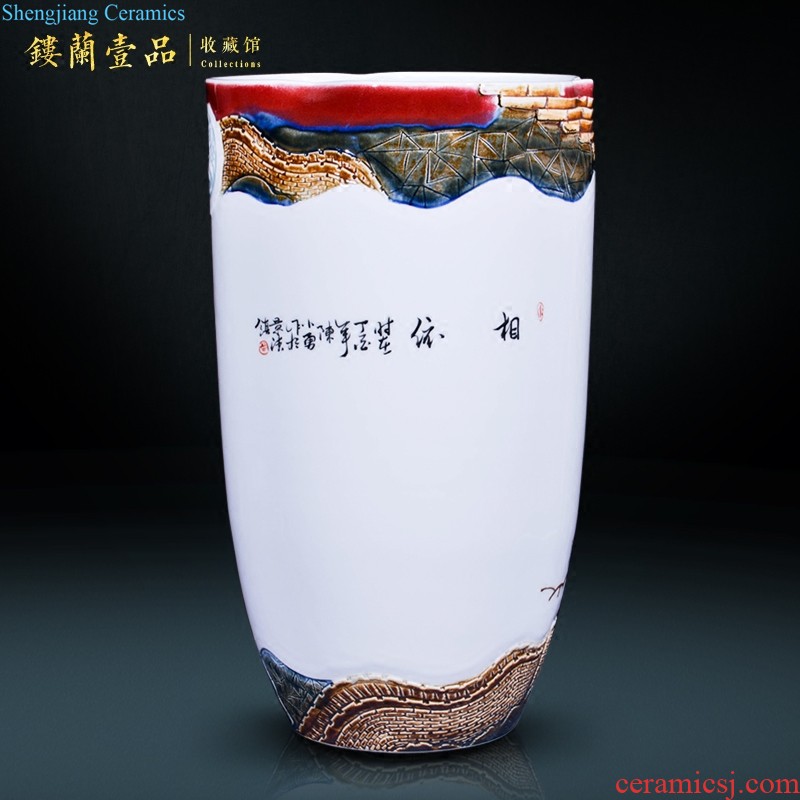 Jingdezhen ceramics imitation qing qianlong powder enamel vase all around open the big living room home furnishing articles collection